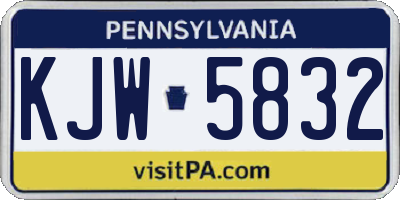PA license plate KJW5832