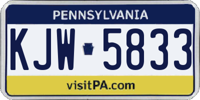 PA license plate KJW5833