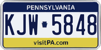 PA license plate KJW5848