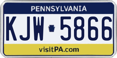 PA license plate KJW5866