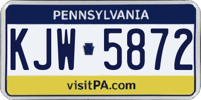 PA license plate KJW5872