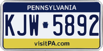 PA license plate KJW5892