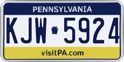 PA license plate KJW5924