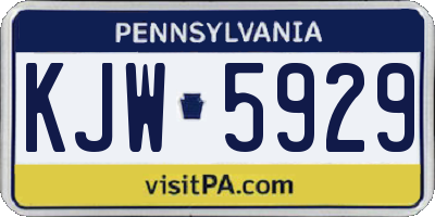 PA license plate KJW5929