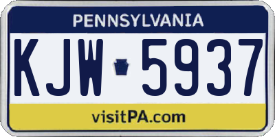 PA license plate KJW5937