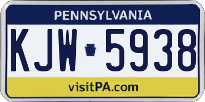 PA license plate KJW5938