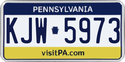 PA license plate KJW5973