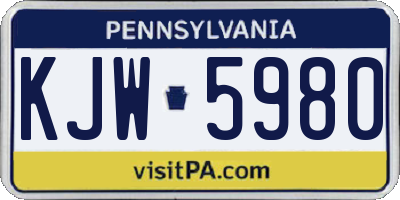 PA license plate KJW5980