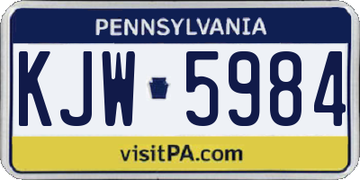 PA license plate KJW5984