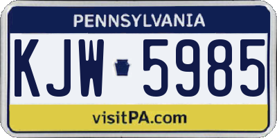 PA license plate KJW5985