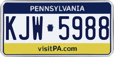 PA license plate KJW5988