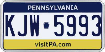 PA license plate KJW5993