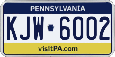 PA license plate KJW6002