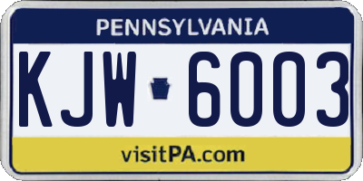PA license plate KJW6003