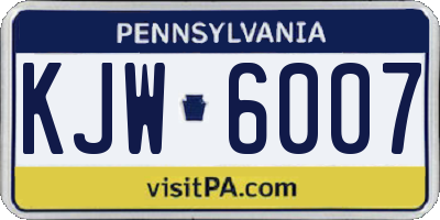 PA license plate KJW6007