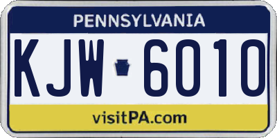 PA license plate KJW6010