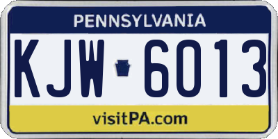 PA license plate KJW6013