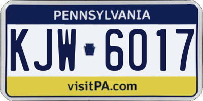 PA license plate KJW6017