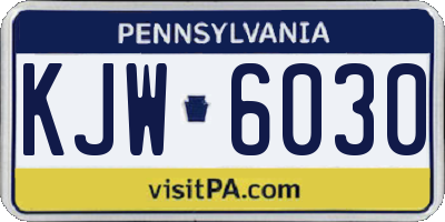 PA license plate KJW6030