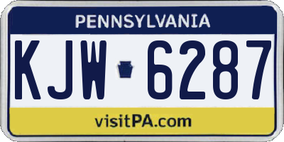 PA license plate KJW6287