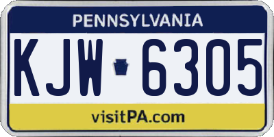 PA license plate KJW6305