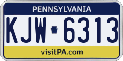 PA license plate KJW6313