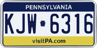 PA license plate KJW6316