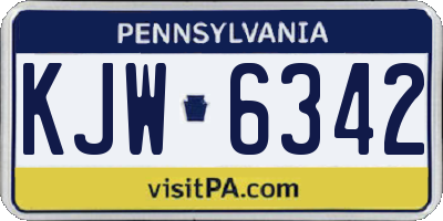 PA license plate KJW6342