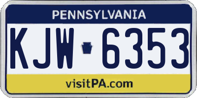PA license plate KJW6353