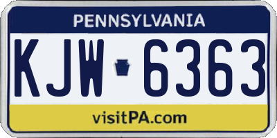 PA license plate KJW6363