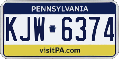 PA license plate KJW6374