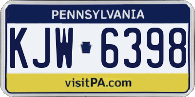 PA license plate KJW6398