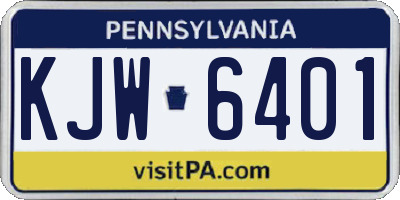 PA license plate KJW6401