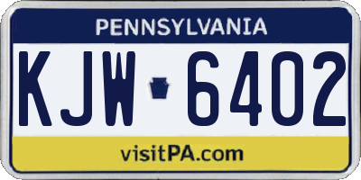 PA license plate KJW6402