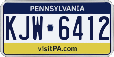 PA license plate KJW6412