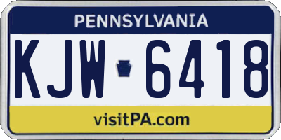 PA license plate KJW6418