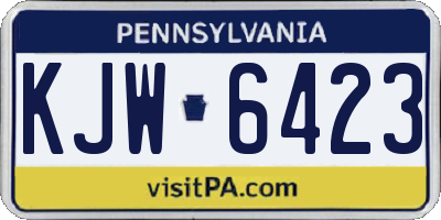 PA license plate KJW6423