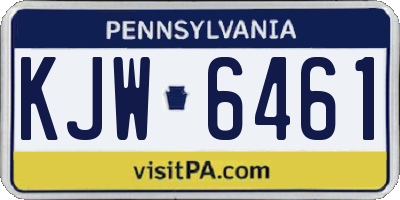 PA license plate KJW6461