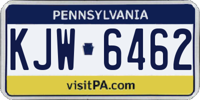 PA license plate KJW6462