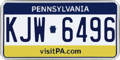 PA license plate KJW6496