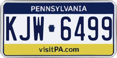PA license plate KJW6499