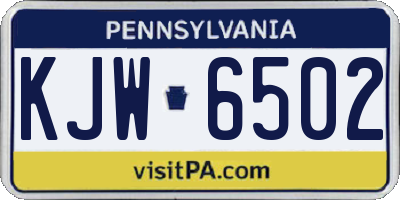 PA license plate KJW6502
