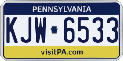 PA license plate KJW6533