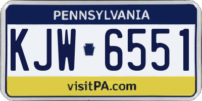 PA license plate KJW6551
