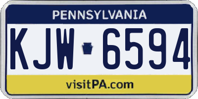 PA license plate KJW6594