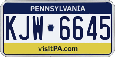 PA license plate KJW6645
