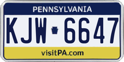 PA license plate KJW6647