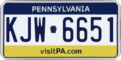 PA license plate KJW6651