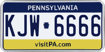 PA license plate KJW6666
