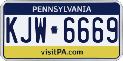 PA license plate KJW6669